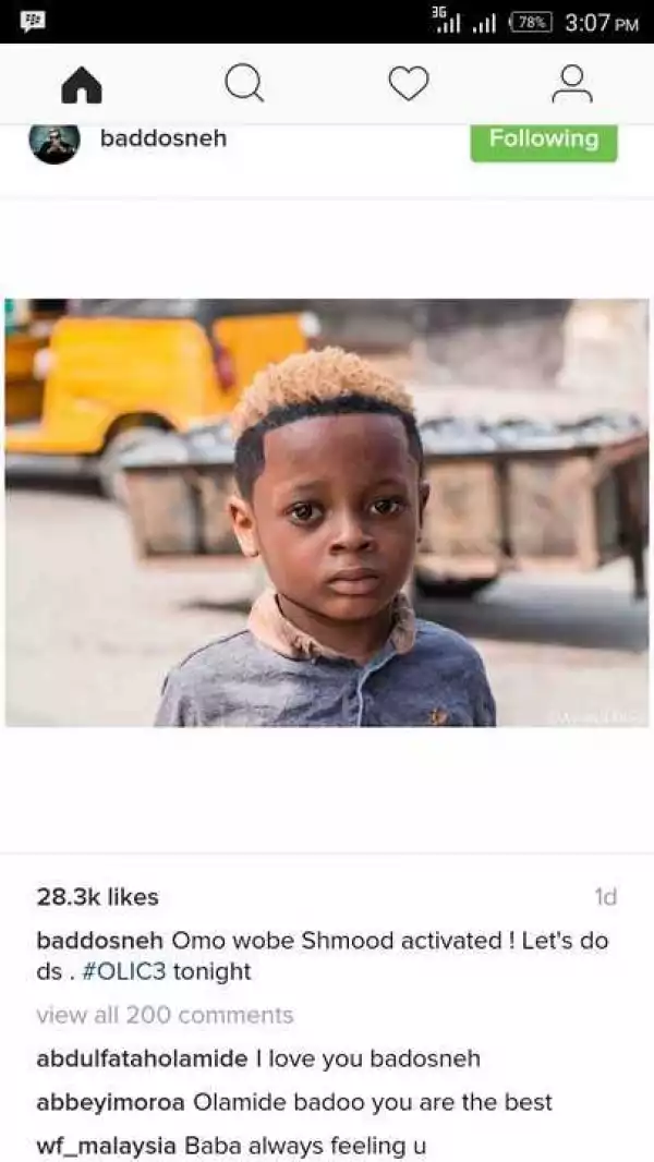 Olamide Shares Photo Of A Boy Rocking His Kind Of Hairstyle